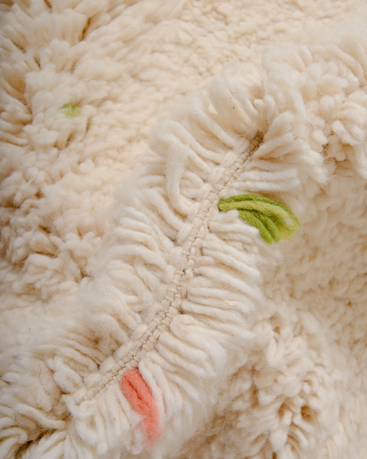 Modern, designer, handcrafted Berber rug from Morocco. Beniourain carpet with beautiful colours and patterns and fluffy wool texture.